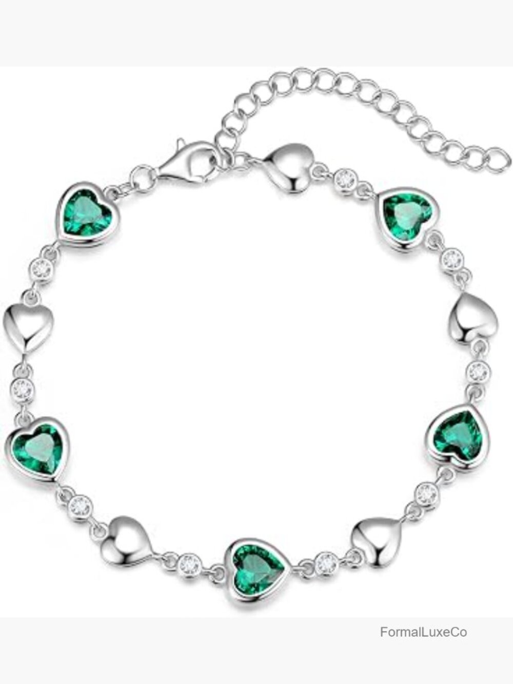 925 Sterling Silver Birthstone Tennis Bracelet 7"+1.2" Extender Lobster Claw